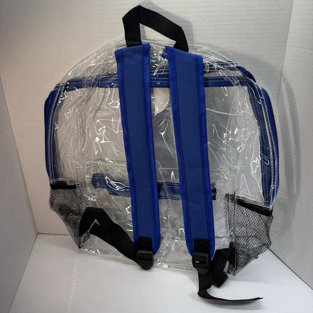 Yacht & Smith Clear & Blue Padded Straps  Plastic Backpack 17" Double Zipper NWT - Picture 5 of 8